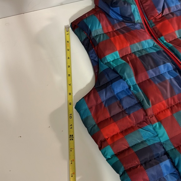 Lands' End Red/Blue Plaid 600 Down Insulated FullZip Puffer Vest Women’s Large - Picture 10 of 11